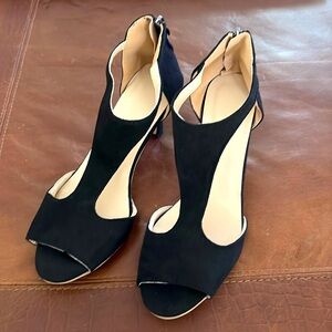 Black suede-like heels